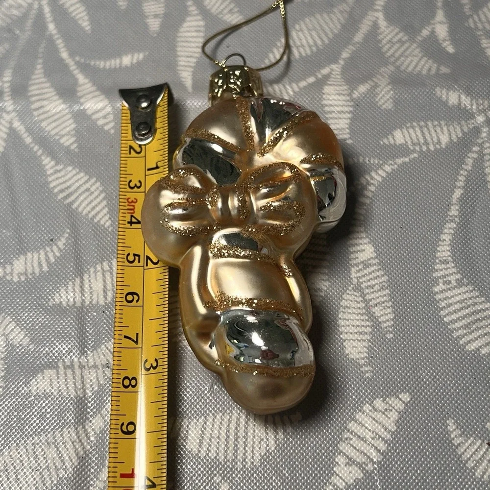 GLASS CANDY CANE GOLD BOW 3